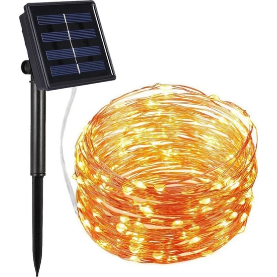 Schulzz Solar Güneş Enerjili 10 Metre 100 Led Dış Bahçe Aydınlatma Su Geçirmez LED