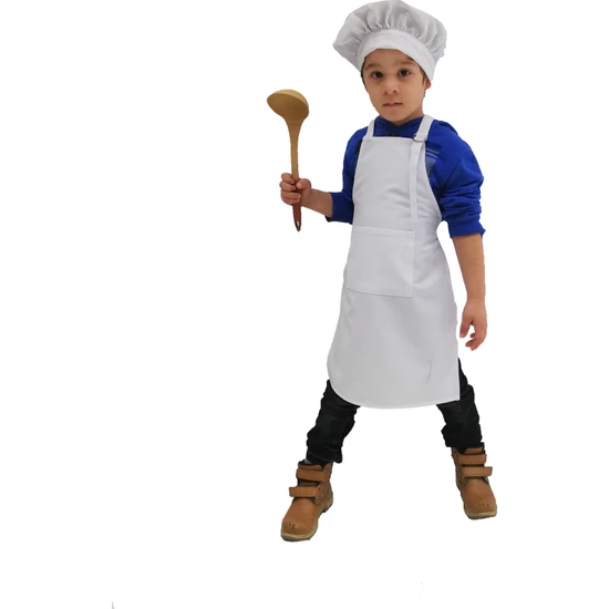 Mezuniyetshop  Mutfak Önlüğü Şapkalı Çocuklar Için