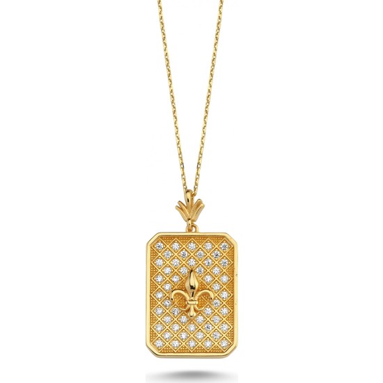 Koçak Gold 14 Ayar Fransız Zambak Model Taşlı Altın Kolye