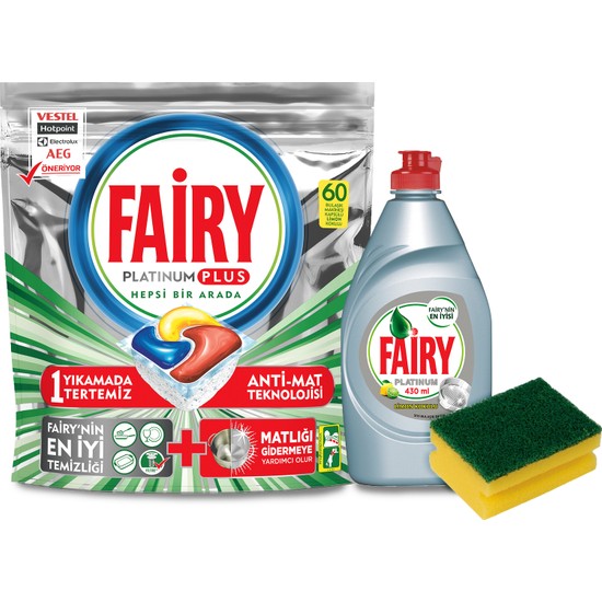 Fairy Platinum Plus 60 Yıkama + Fairy Platinum 430 ml Sıvı Fiyatı