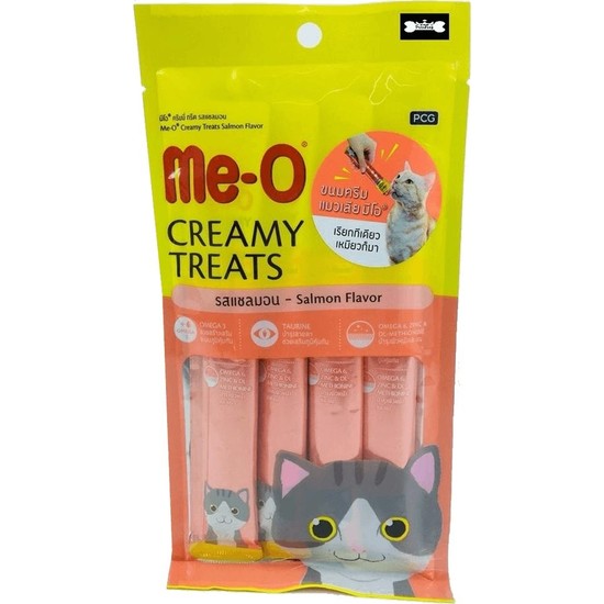 Me-O Creamy Treats Somonlu Sıvı Kedi Ödülü 4 x 15 gr