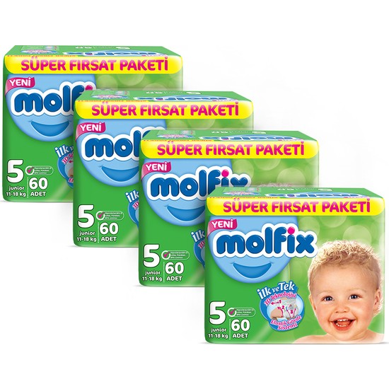 Molfix Bebek Bezi 5 Beden Junior 2 Aylık Fırsat Paketi 240 Fiyatı