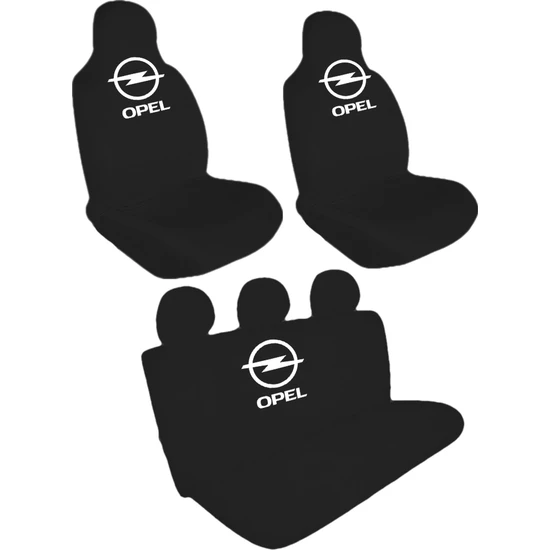 BT Opel Logolu Ön-Arka Penye Oto Servis Kılıfı Siyah