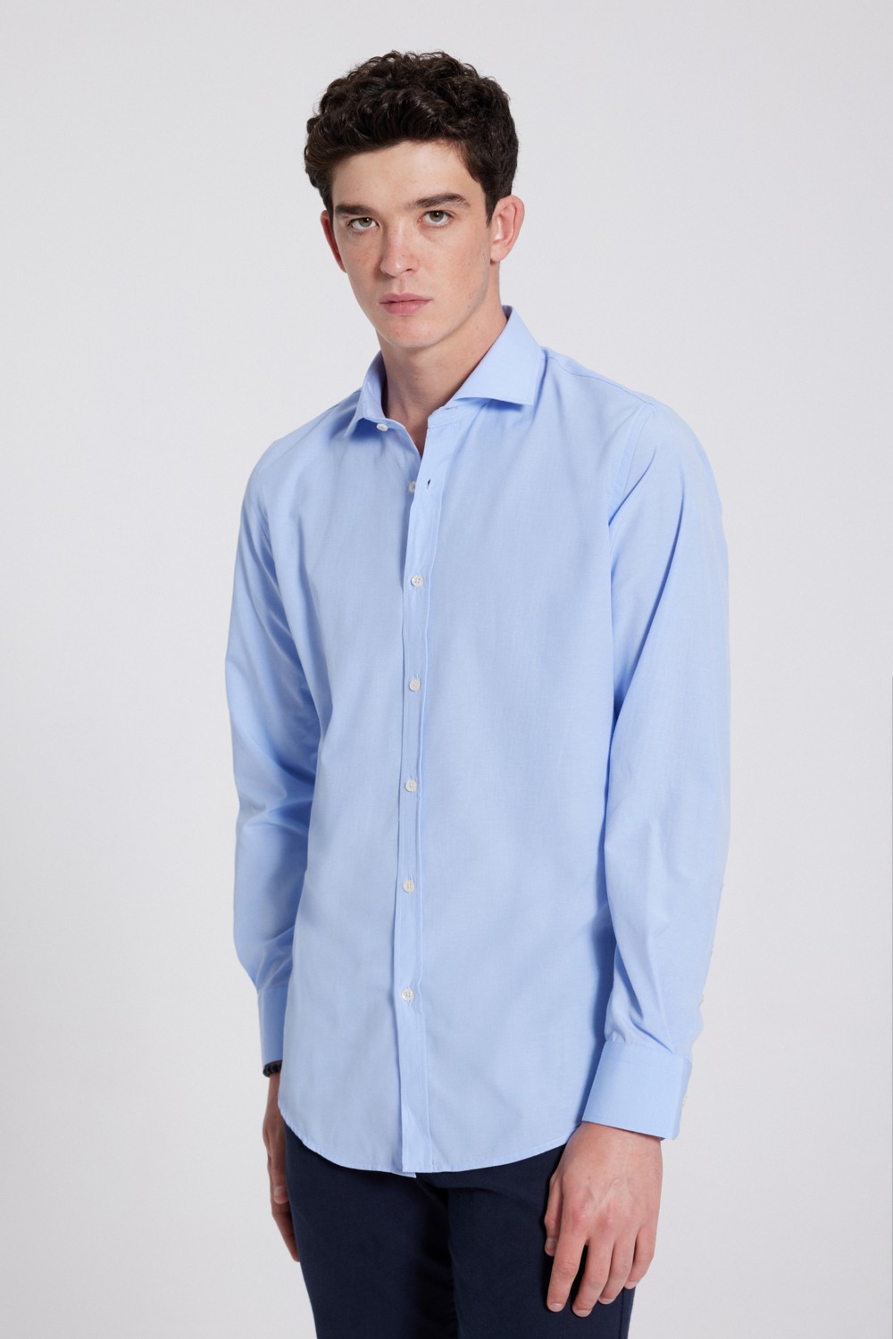 D'S Damat Slim Fit Beyaz Italyan Yaka Dar Kesim Klasik Kravatlık Uzun Kollu Kolay Ütülenebilir Nefes 2HF02ORT5185