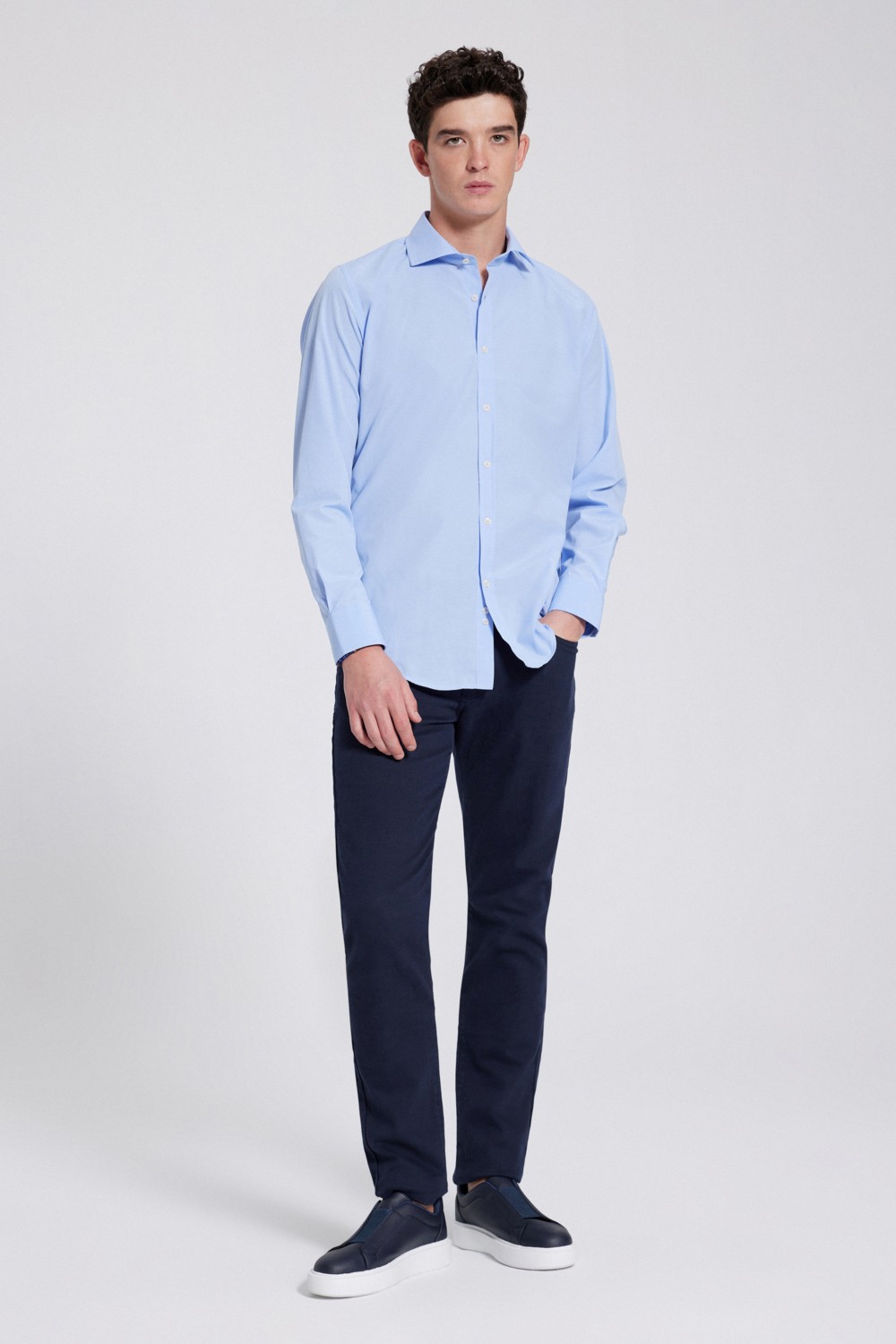D'S Damat Slim Fit Beyaz Italyan Yaka Dar Kesim Klasik Kravatlık Uzun Kollu Kolay Ütülenebilir Nefes 2HF02ORT5185 görsel 3