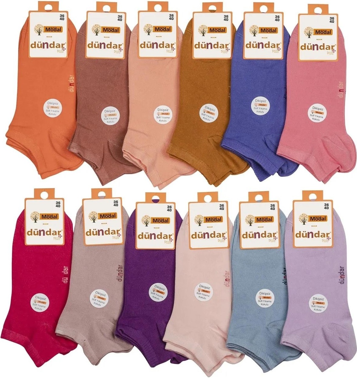 Dündar Kadın Modal Plus Patik Çorap Pastel Renk 4506 - 12 Adet görsel 4