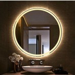 Mirrorland MODERNO 60 cm Çapında Kumlamalı Yuvarlak Ledli Dekoratif Ayna Çerçevesiz Tasarım