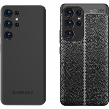 Apsuwa Samsung Galaxy S23 Ultra Kılıf Niss Deri Desen Silikon + Ekran Koruyucu Ped