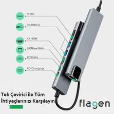 Flagen Huawei Matebook D15 Type-C Çoğaltıcı 8 In 1 Ethernet Sd USB Hdmı