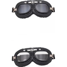 Strade Store 2x Motosiklet Goggles Vintage Style Dış Gözlük Binicilik Scooter Atv Clear And Gri (Yurt Dışından)