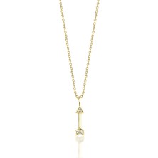 Kairos Jewelry 14 Ayar Altın Taşlı Minimal Ok Kolye KRS-N9-14GNZ