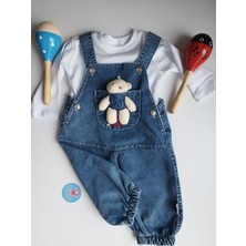 Baby Blue Bebek Salopet Peluş Ayılı Kot Bahçıvan