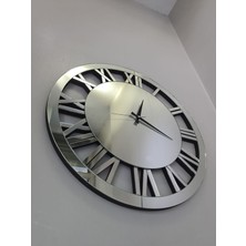 Ayna Denizi When Roma Silver Model Gümüş Renk 60 Cm Dekoratif Aynalı Duvar Saati