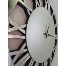 Ayna Denizi When Roma Silver Model Gümüş Renk 60 Cm Dekoratif Aynalı Duvar Saati