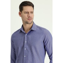Kiğılı Uzun Kol Slim Fit Desenli Klasik Gömlek