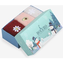 Bolero Kışlık %80 Pamuk 3 Çift Bir Arada Bayan Nakışlı Tüylü Ev Çorabı