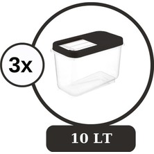 Flosoft Multibox 10 Lt Kaydırak Kapaklı Erzak Saklama Kabı 3’lü Set 3X10LT Füme