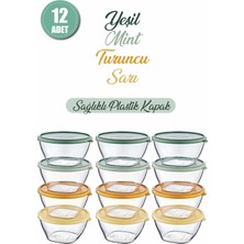 Grimor Life 12 Adet Kapaklı Kahvaltılık Kase Saklama Kabı Seti 400 ml Akrilik