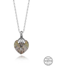 Gumush Swarovski Crystal Taşlı Gümüş Kalp Kadın Kolye