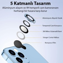 Polhammobile Polham Diamond Taş Işlemeli iPhone 14 Pro-14 Pro Max Kamera Koruyucu Lens, 0.2mm 5 Katmanlı Kırılmaz