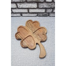Koza Wood Art Ahşap Yonca Kayın Çerezlik-Kahvaltılık ve Servis- Sunum Tabağı KZ1042