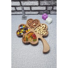 Koza Wood Art Ahşap Yonca Kayın Çerezlik-Kahvaltılık ve Servis- Sunum Tabağı KZ1042