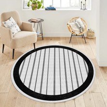 West Home Makinede Yıkanabilir Kaymaz Taban Leke Tutmaz Yuvarlak Salon Halısı ve Mutfak Halısı