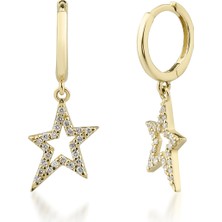Kairos Jewelry 14 Ayar Altın Rockstar Taşlı Halka Küpe KRS-K20-14GEZ