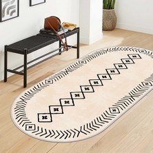 West Home Makinede Yıkanabilir Kaymaz Taban Leke Tutmaz Oval Salon Halısı Mutfak Halısı ve Yolluk