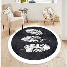West Home Makinede Yıkanabilir Kaymaz Taban Leke Tutmaz  Yuvarlak Salon Halısı ve Mutfak Halısı