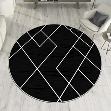 West Home Makinede Yıkanabilir Kaymaz Taban Leke Tutmaz  Yuvarlak Salon Halısı ve Mutfak Halısı