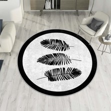 West Home Makinede Yıkanabilir Kaymaz Taban Leke Tutmaz  Yuvarlak Salon Halısı ve Mutfak Halısı