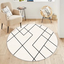 West Home Makinede Yıkanabilir Kaymaz Taban Leke Tutmaz  Yuvarlak Salon Halısı ve Mutfak Halısı