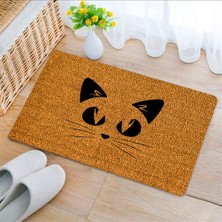 Uygur Home Cat Face Temalı Kapı Önü ve Iç Mekan Paspası (40 x 60)