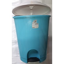 Bee Home Plastik İç Kovalı Turkuaz Pedallı Basmalı 33 Litre Çöp Kovası Kutusu - 49X37X42 Cm