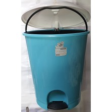 Bee Home Plastik İç Kovalı Turkuaz Pedallı Basmalı 33 Litre Çöp Kovası Kutusu - 49X37X42 Cm