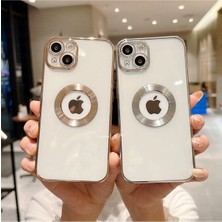 Gritty iPhone 14 Plus Uyumlu Köşeleri Renkli Şeffaf Kamera Korumalı Silikon Luxury Telefon Kılıfı