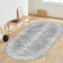 Confidence Home Makinede Yıkanabilir Kaymaz Taban Leke Tutmaz Oval Salon Halısı Mutfak Halısı ve Yolluk