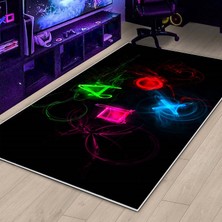 Confidence Home Gamer Halı Oyuncu Odası Için LED Işık Görselli Yıkanabilir Kaymaz Taban Halı Genç Odası Için Halı