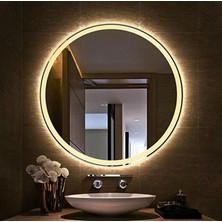 Mirrorland 60 cm Çapında Kumlamalı Ledli Ayna / Dekoratif Ayna / Adaptörlü