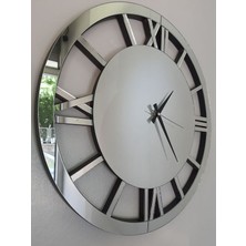 Ayna Denizi When Silver Model Gümüş Renk 60 Cm Dekoratif Aynalı Duvar Saati