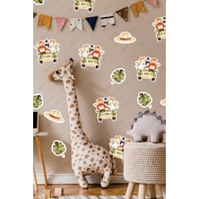 Msticker Safari Hayvanları ve Yapraklar Çocuk Bebek Odası Duvar Cam Sticker Seti