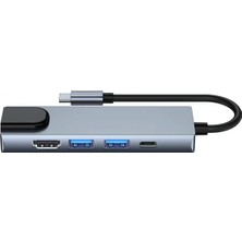 Apple Macbook 13.3' Air 2020 5 Port USB Hub 3.0 Type C To Ethernet Adaptör Çoklayıcı Çoğaltıcı