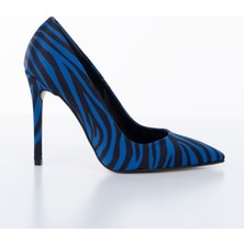 ShoeSSpring Ince Topuklu Saks Zebra Desenli Stiletto