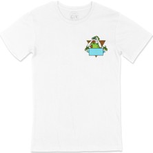 Cix Kamp Dürbünü Cep Logo Tasarımlı Beyaz Tişört