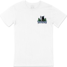 Cix Mavi Minnesota Timberwolves Cep Logo Tasarımlı Beyaz Tişört