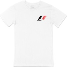 Cix Formula 1 Cep Logo Tasarımlı Beyaz Tişört
