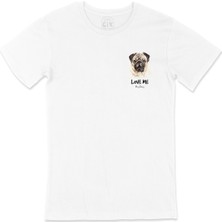 Cix Love Me Pug Dog Cep Logo Tasarımlı Beyaz Tişört