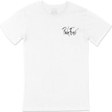 Cix Pink Floyd Cep Logo Tasarımlı Beyaz Tişört