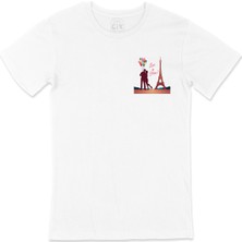 Cix Love In Paris Cep Logo Tasarımlı Beyaz Tişört